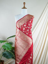 Katan Red 100% Pure Katan Silk - Manoranjitham Weaves - Handloom Store