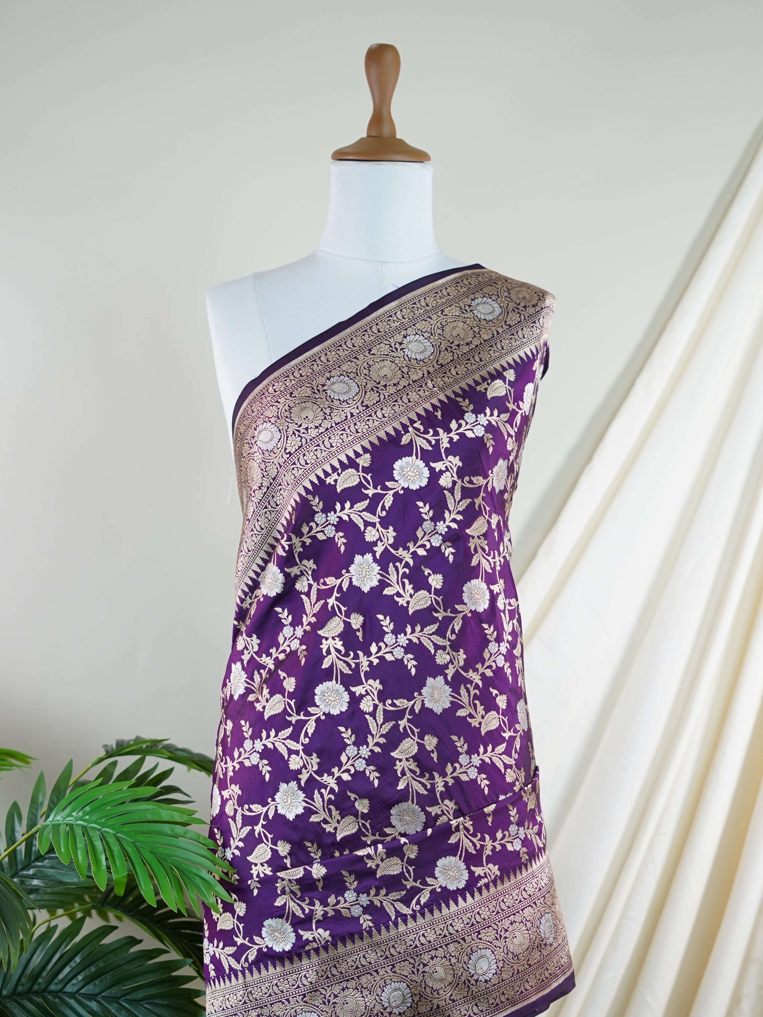 Katan Cream 100% Pure Katan Silk - Manoranjitham Weaves - Handloom Store