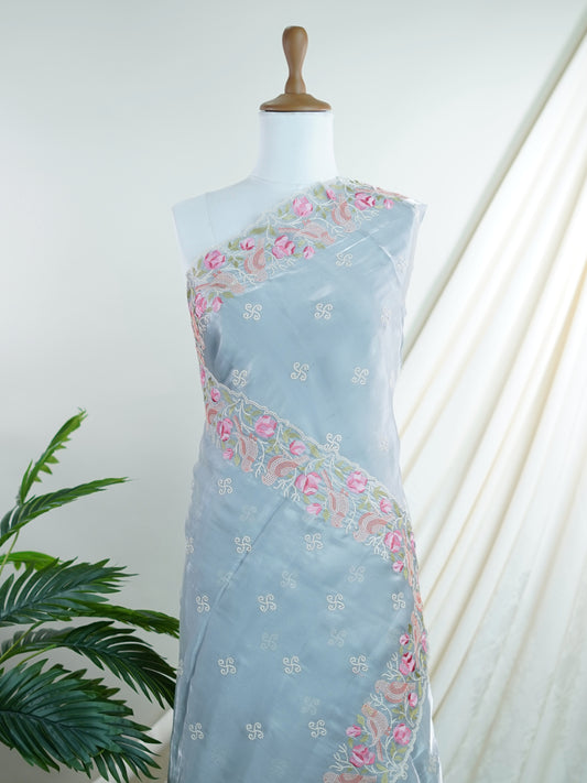 Katan Grey 100% Pure Tissue - Manoranjitham Weaves - Handloom Store