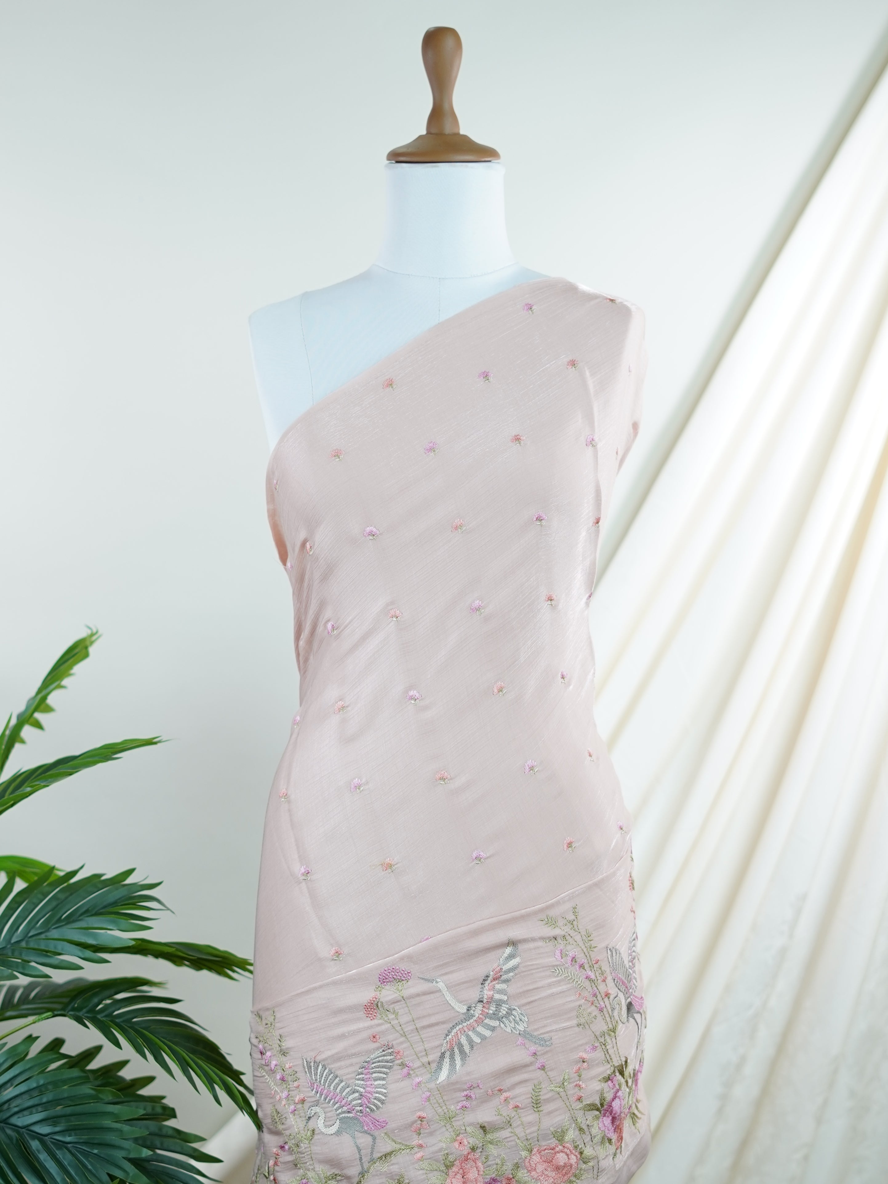 Katan Peach 100% Pure Tissue - Manoranjitham Weaves - Handloom Store