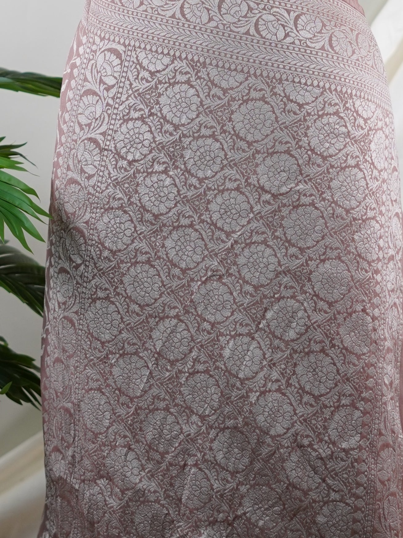 Katan Salmon Georgette - Manoranjitham Weaves - Handloom Store