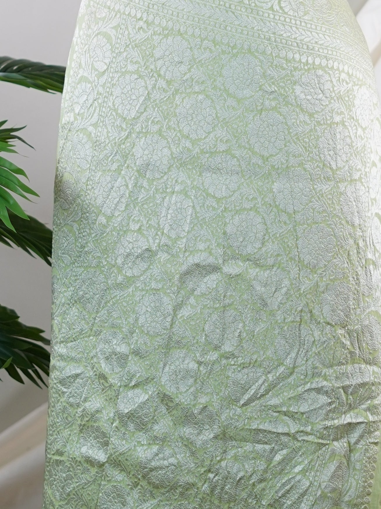 Katan Green Georgette - Manoranjitham Weaves - Handloom Store