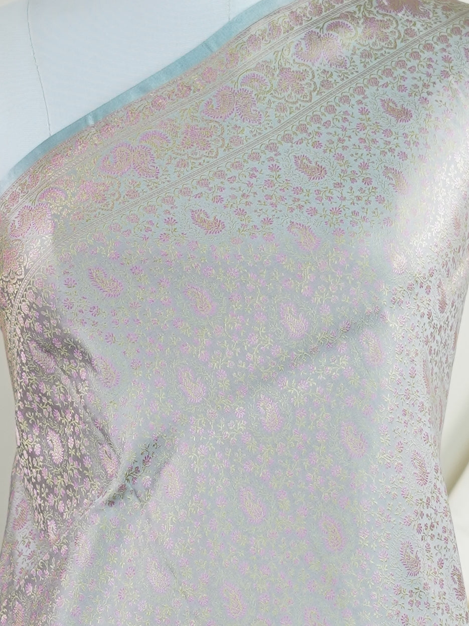 Katan Grey Semi Mushru - Manoranjitham Weaves - Handloom Store