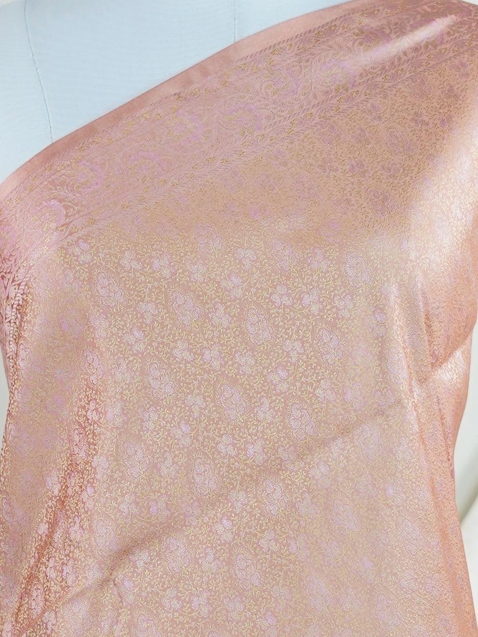 Katan Peach Semi Mushru - Manoranjitham Weaves - Handloom Store