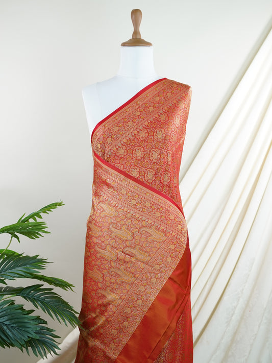 Katan Pink Semi Mushru - Manoranjitham Weaves - Handloom Store