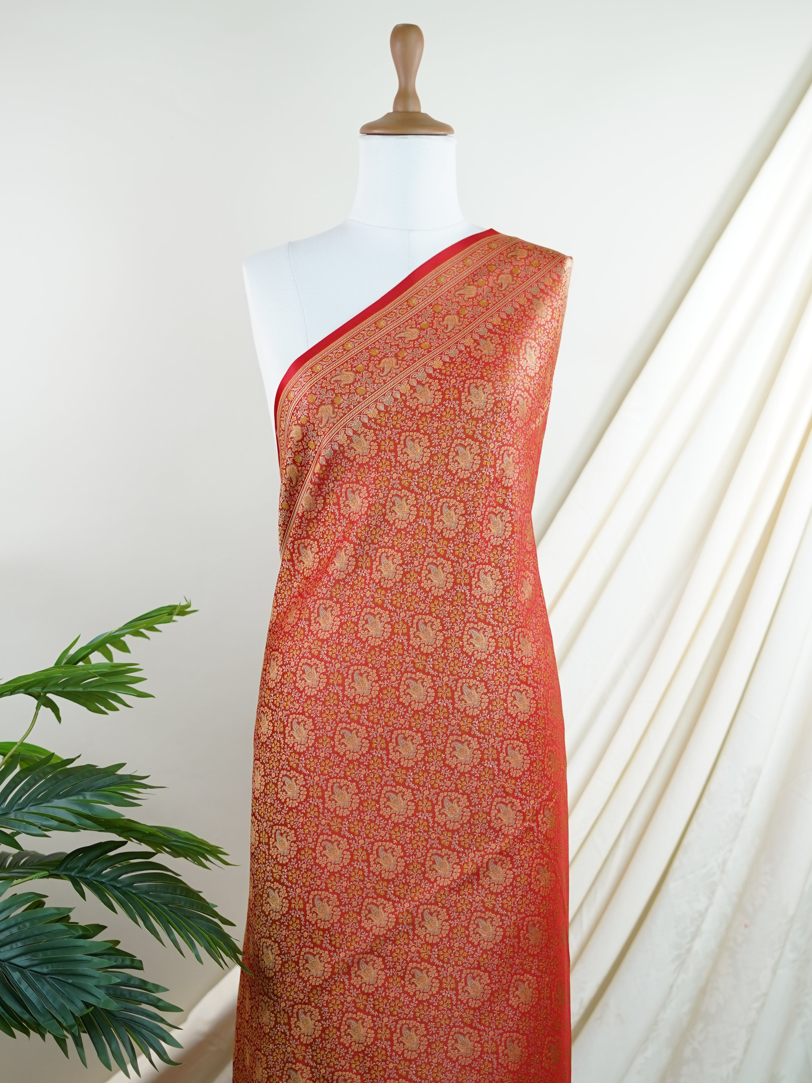 Katan Pink Semi Mushru - Manoranjitham Weaves - Handloom Store