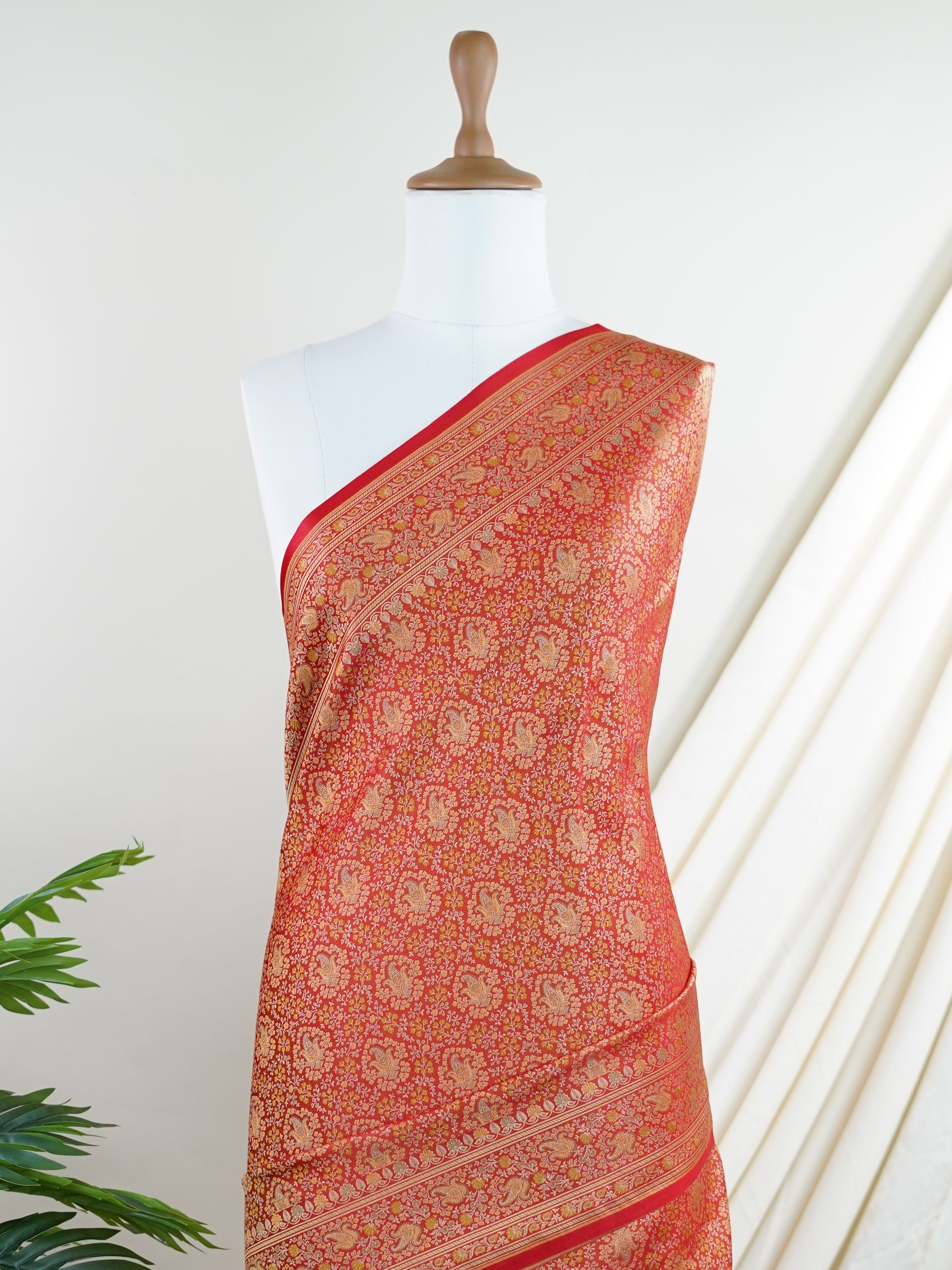 Katan Pink Semi Mushru - Manoranjitham Weaves - Handloom Store