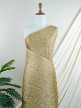 Katan Beige Semi Mushru - Manoranjitham Weaves - Handloom Store