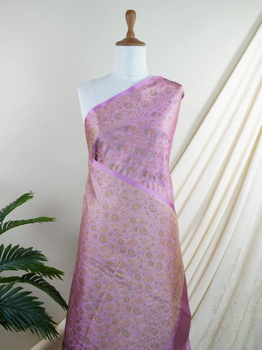 Katan Lavender Semi Mushru - Manoranjitham Weaves - Handloom Store