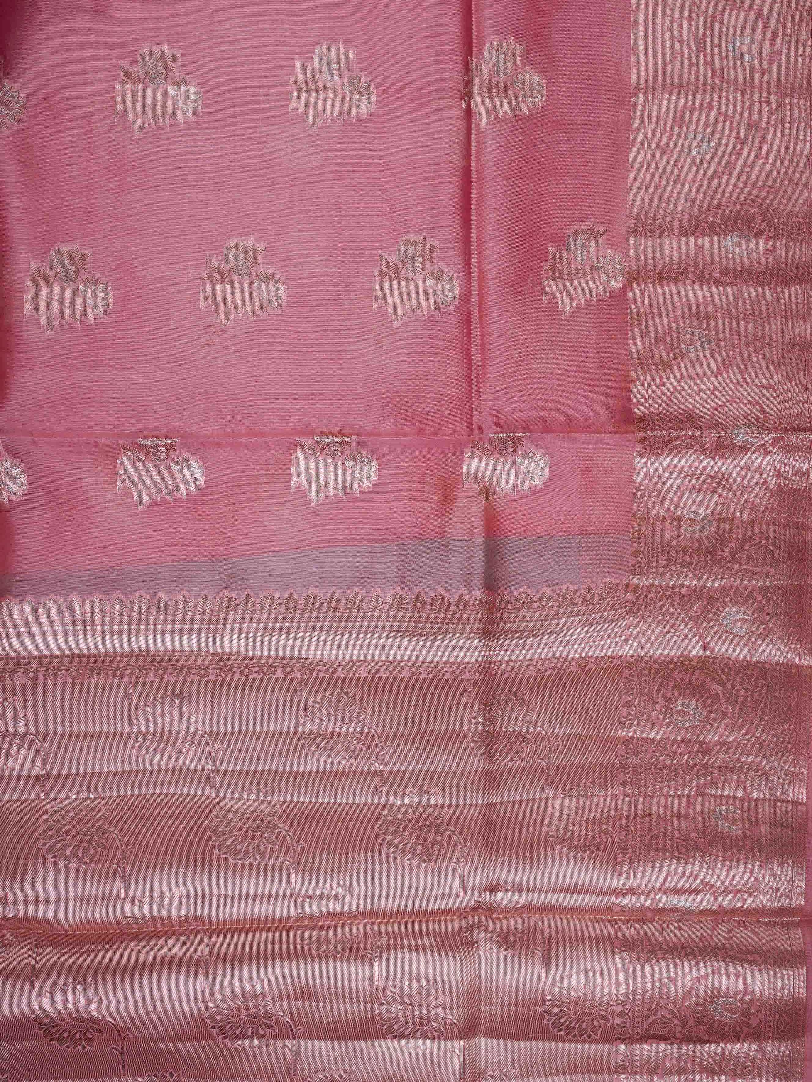 Chiniya Silk Peach 100% Pure Katan Soft Silk - Manoranjitham Weaves - Handloom Store