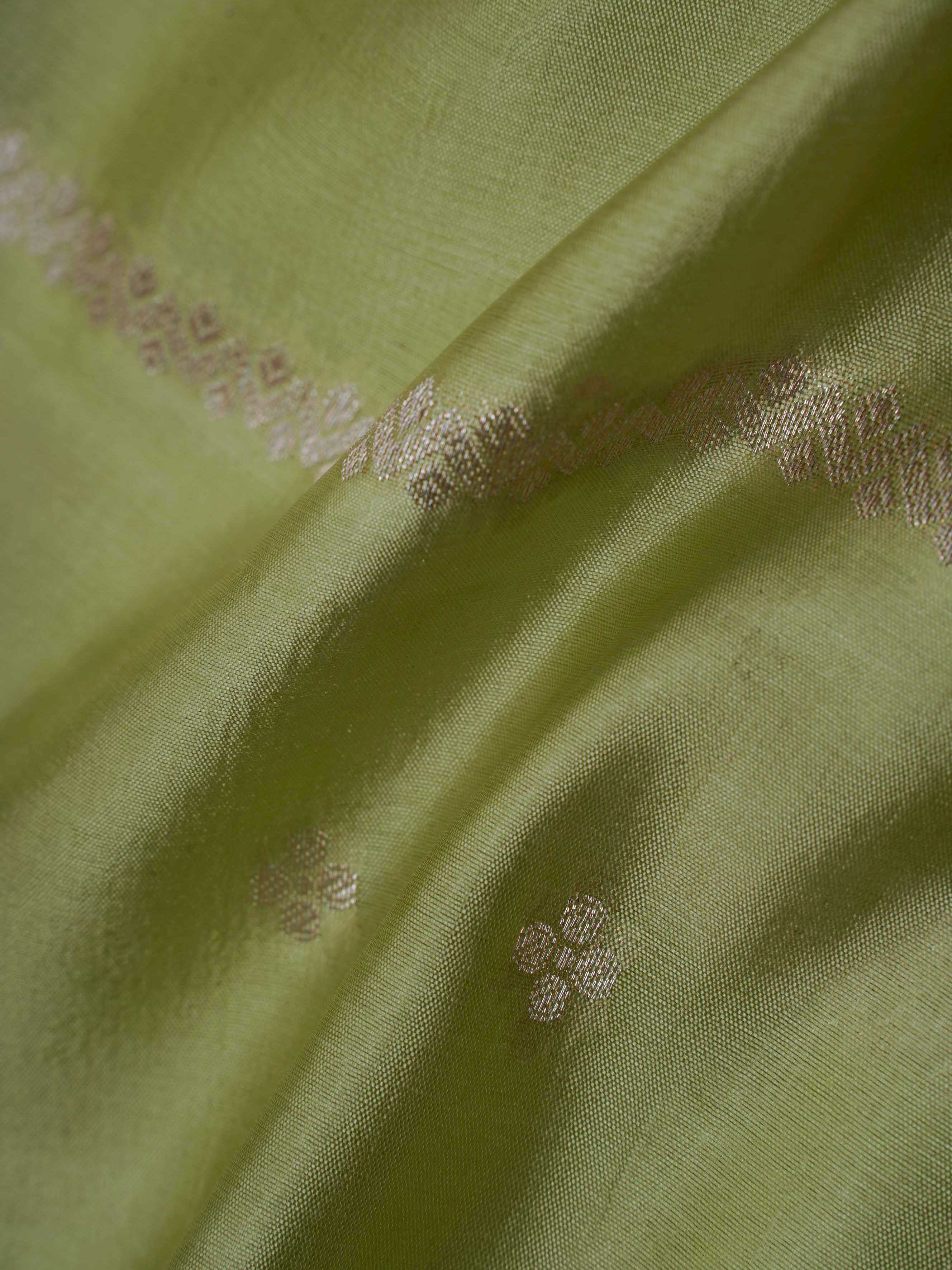 Katan Ice Green 100% Pure Katan Soft Silk - Manoranjitham Weaves - Handloom Store