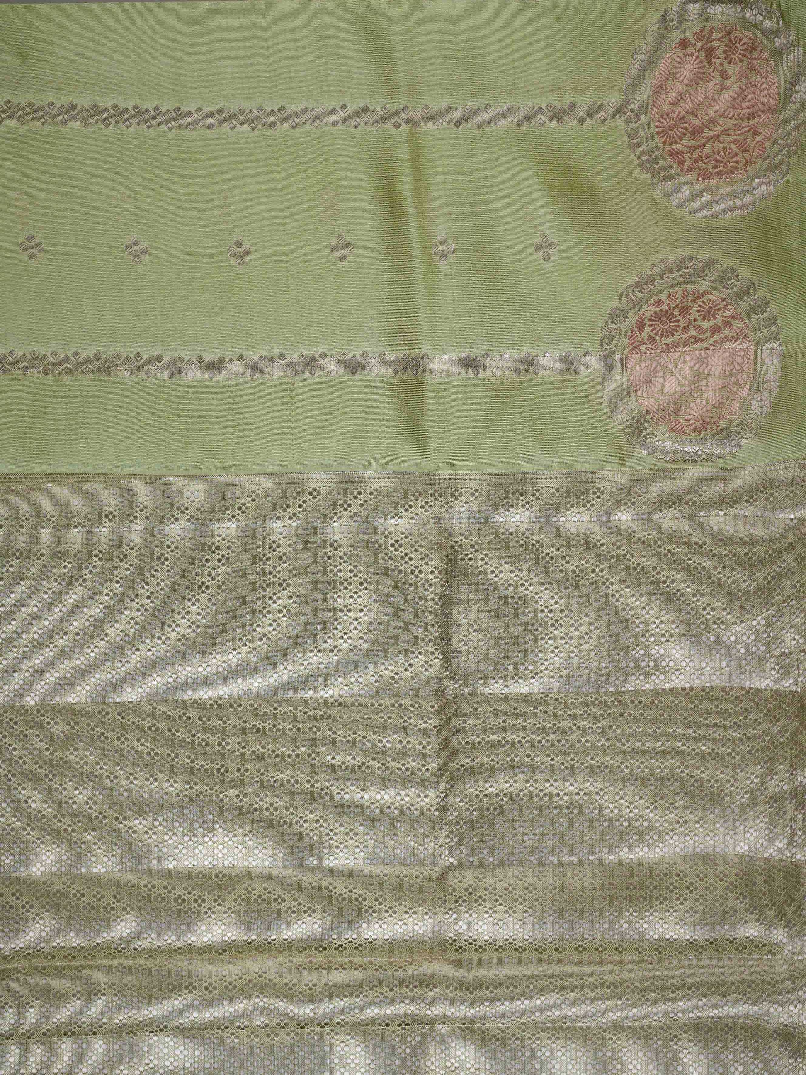 Katan Ice Green 100% Pure Katan Soft Silk - Manoranjitham Weaves - Handloom Store