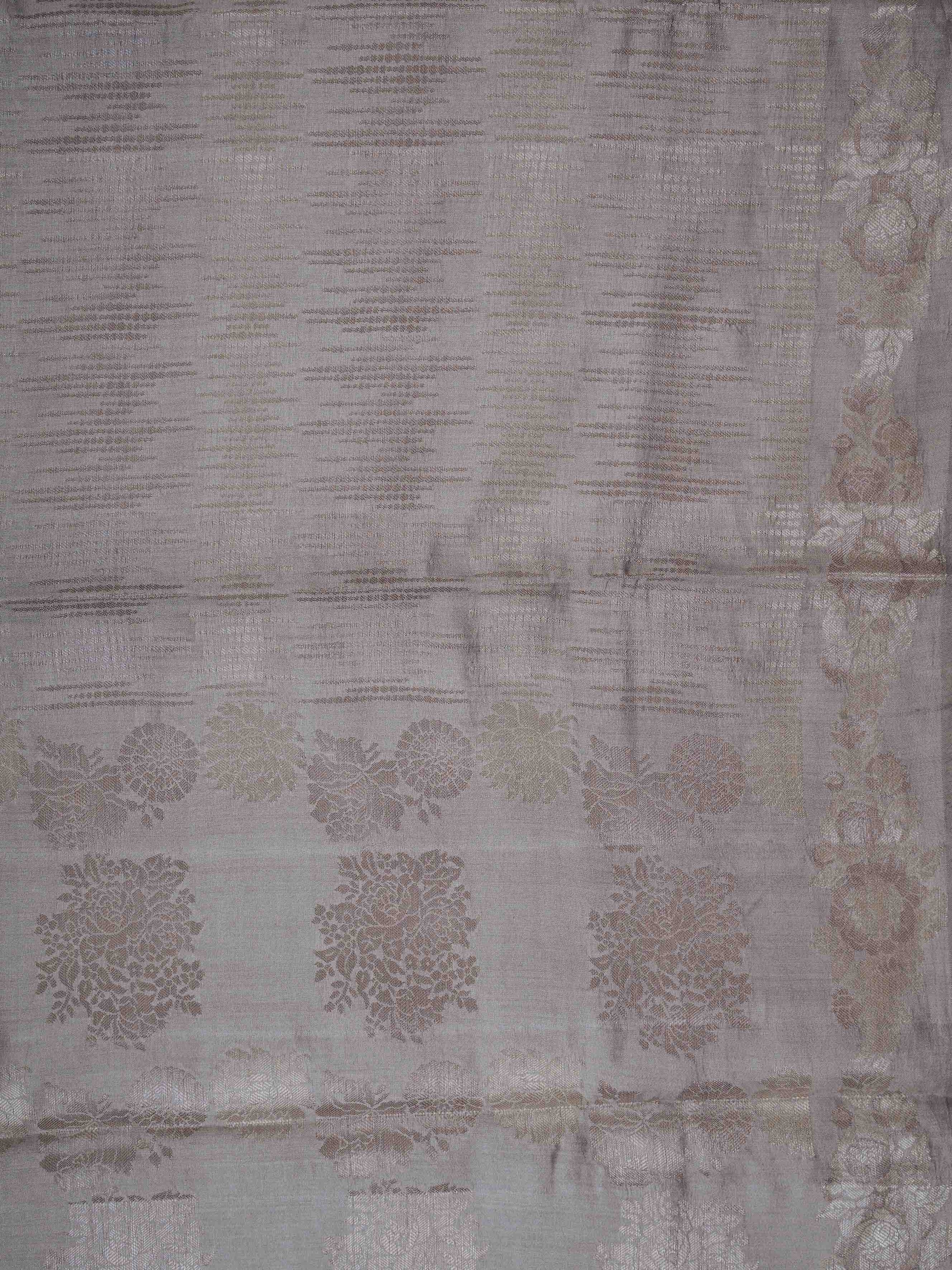 Katan Grey 100% Pure Katan Soft Silk - Manoranjitham Weaves - Handloom Store