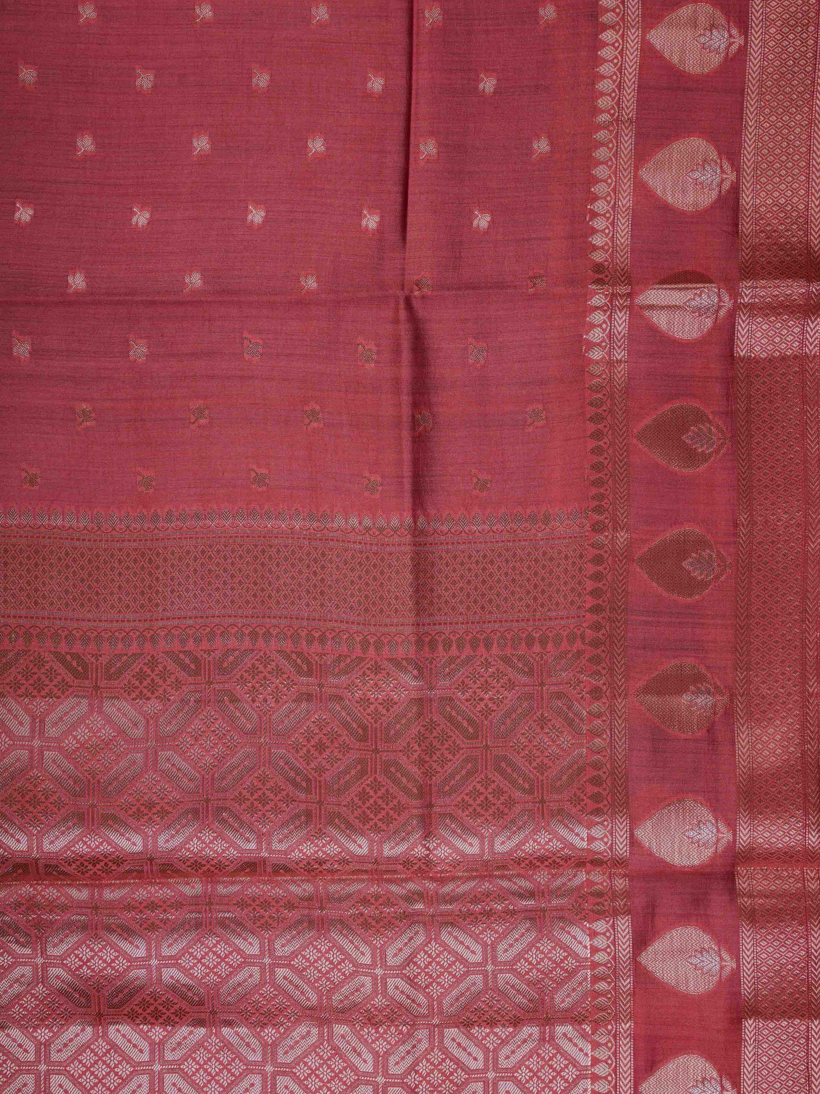 Chiniya Silk Peach 100% Pure Katan Soft Silk - Manoranjitham Weaves - Handloom Store