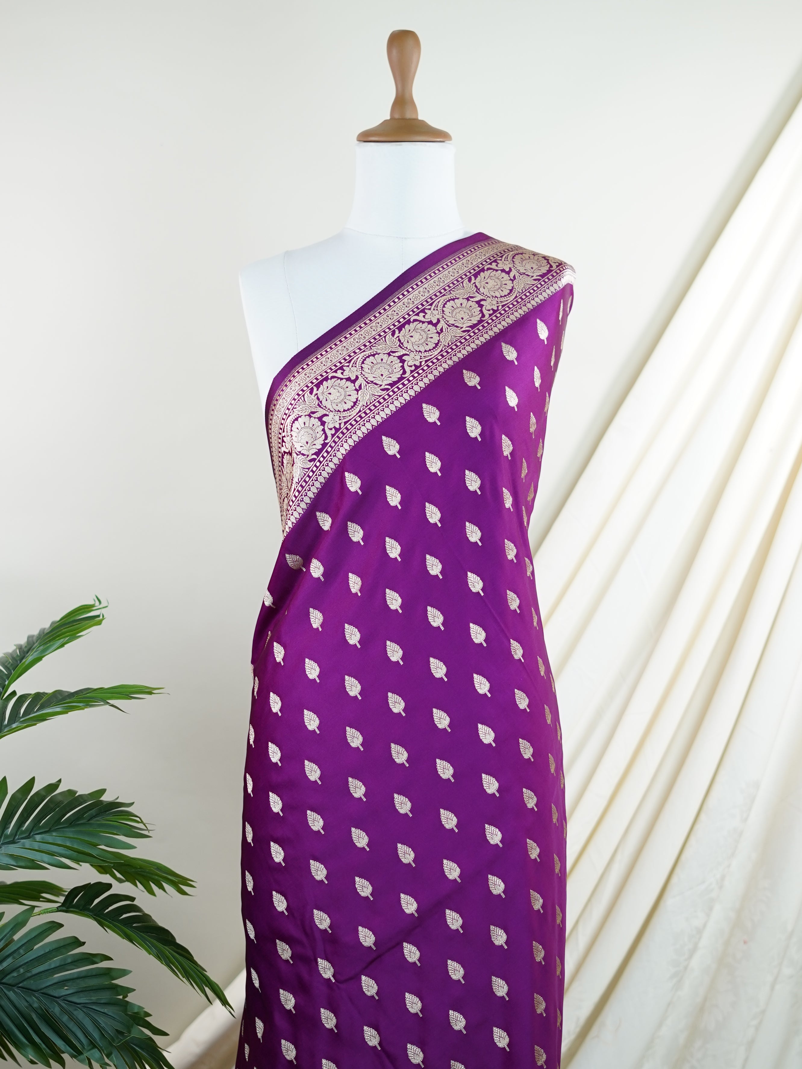 Semi Silk Violet Katan Semi Silk - Manoranjitham Weaves - Handloom Store