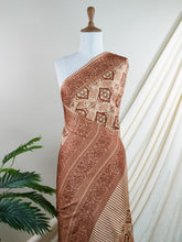 Satin Brown Semi Mushru - Manoranjitham Weaves - Handloom Store