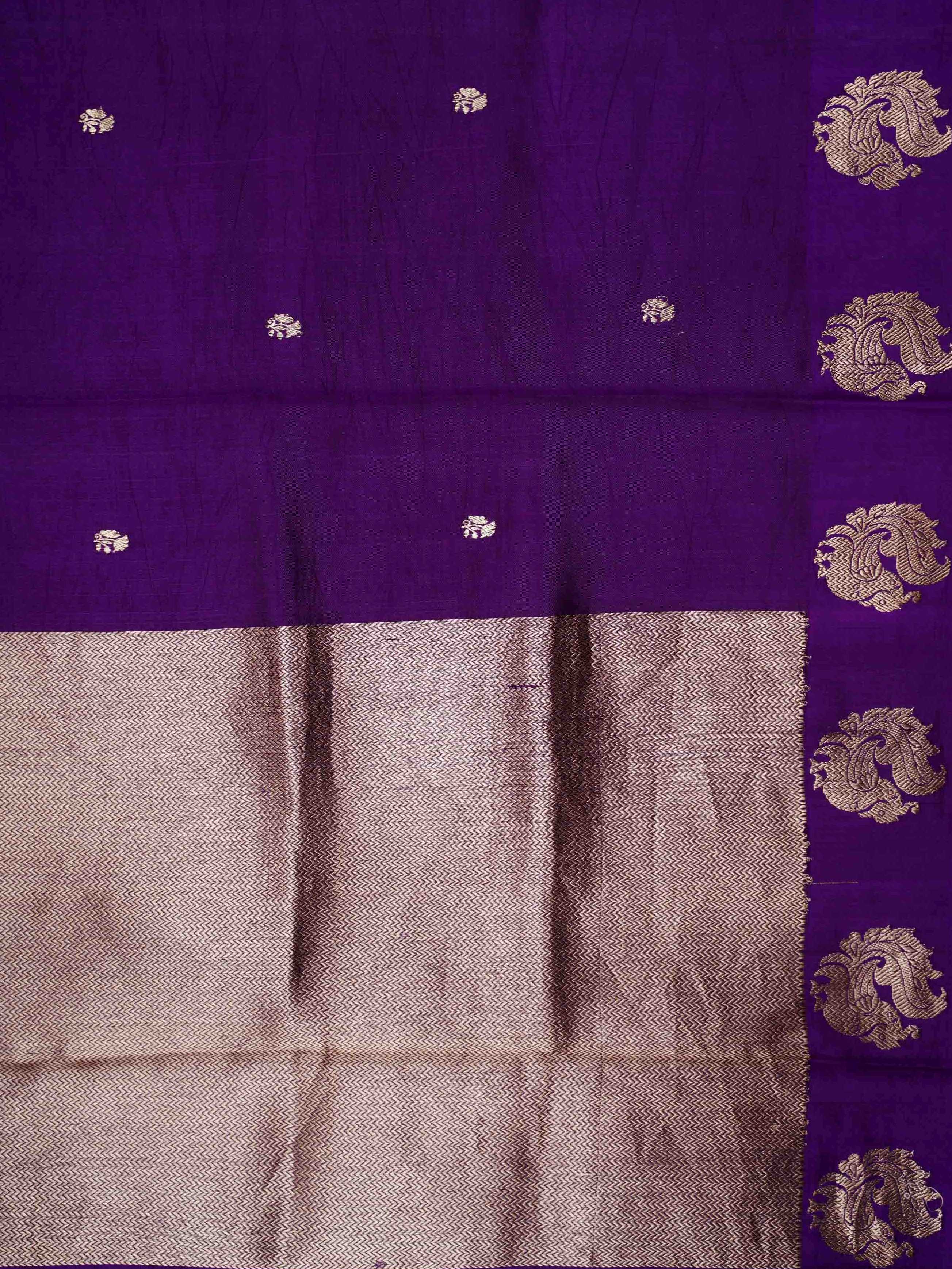 Katan Purple 100% Pure Silk - Manoranjitham Weaves - Handloom Store