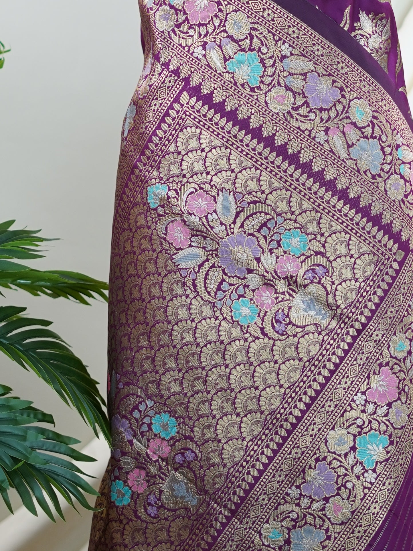 Katan Purple Katan Semi Silk - Manoranjitham Weaves - Handloom Store