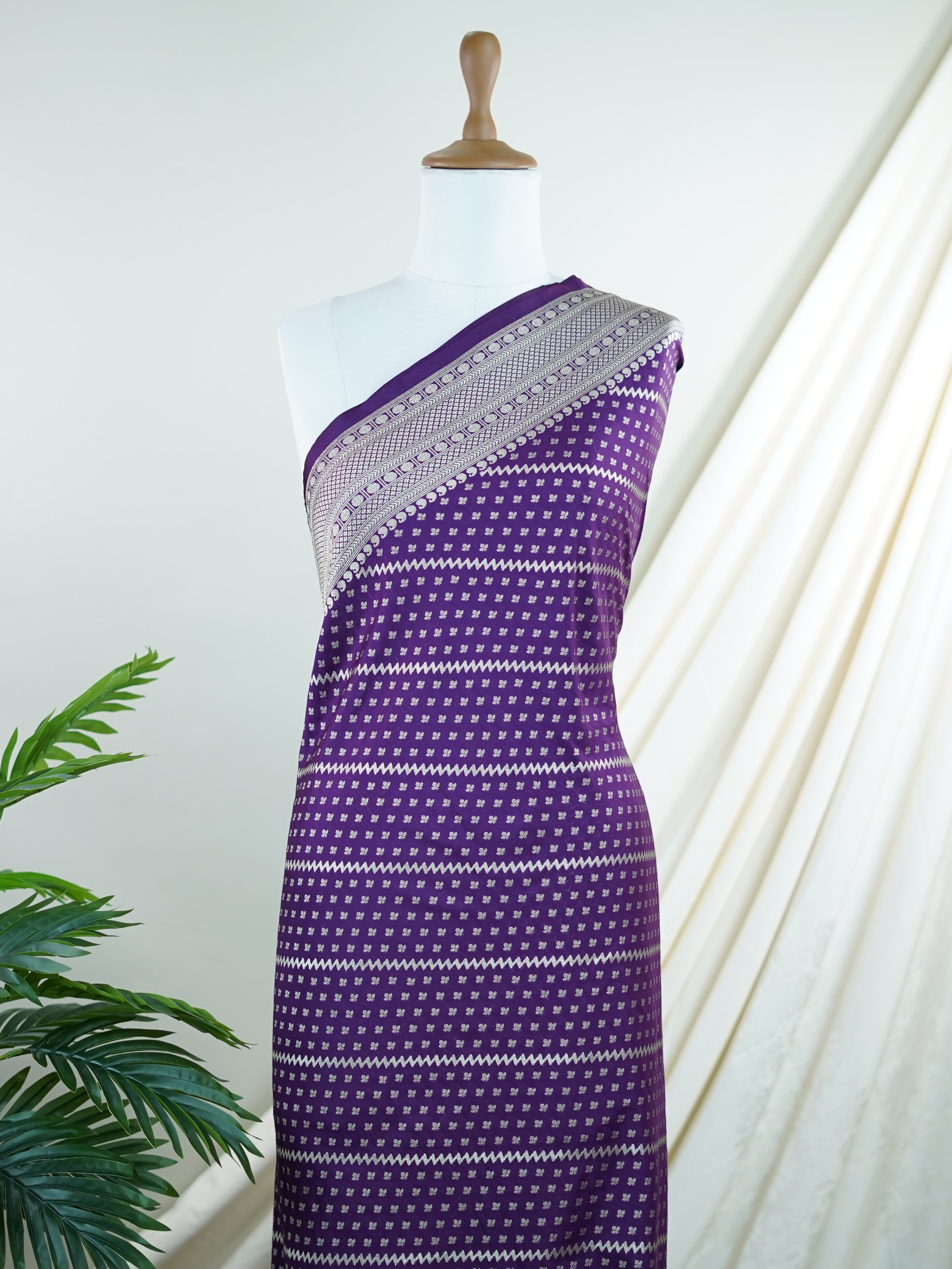 Katan Purple Katan Semi Silk - Manoranjitham Weaves - Handloom Store