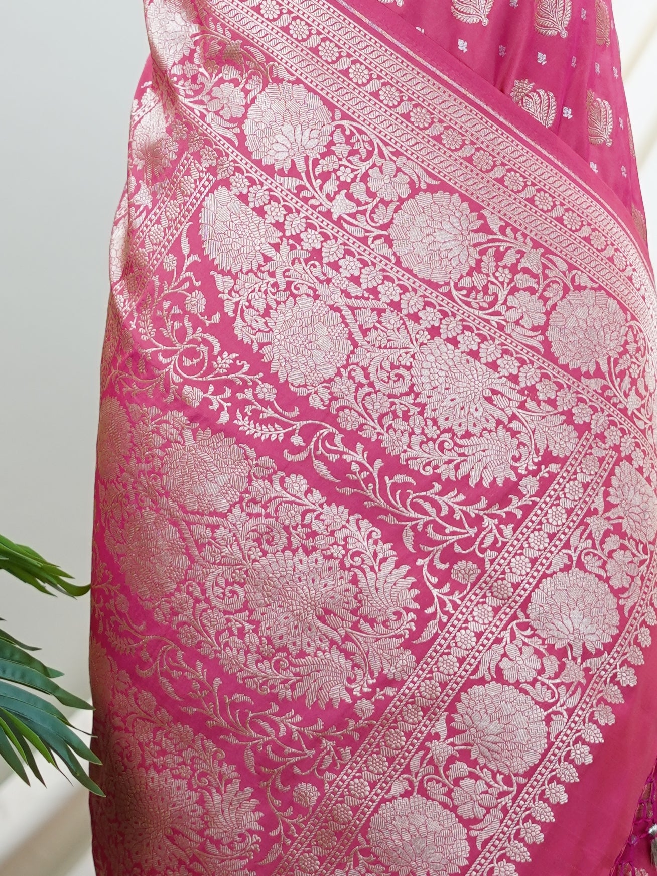 Katan Pink Katan Semi Silk - Manoranjitham Weaves - Handloom Store