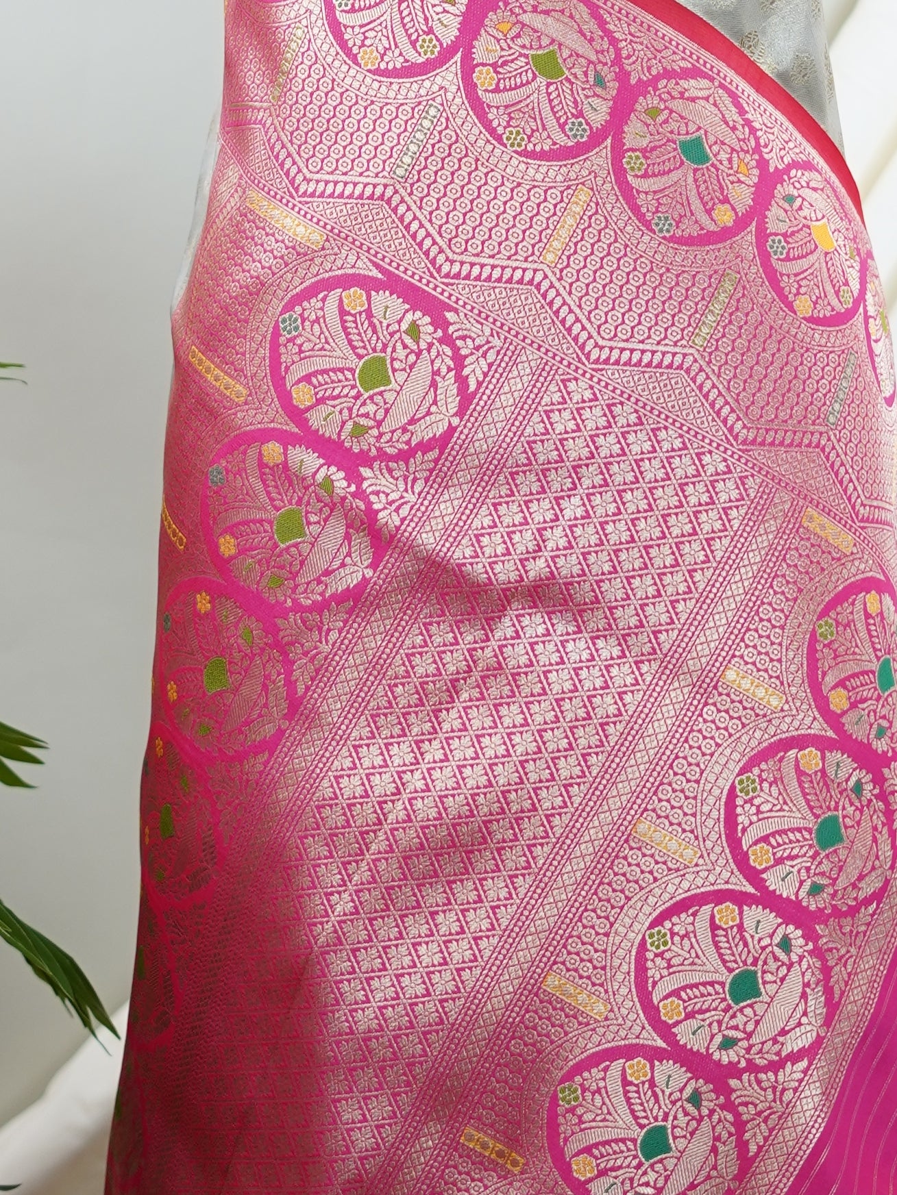 Katan Grey Katan Semi Silk - Manoranjitham Weaves - Handloom Store