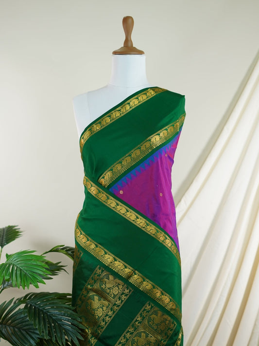 Narayanpet Megenta 100% Pure Silk - Manoranjitham Weaves - Handloom Store