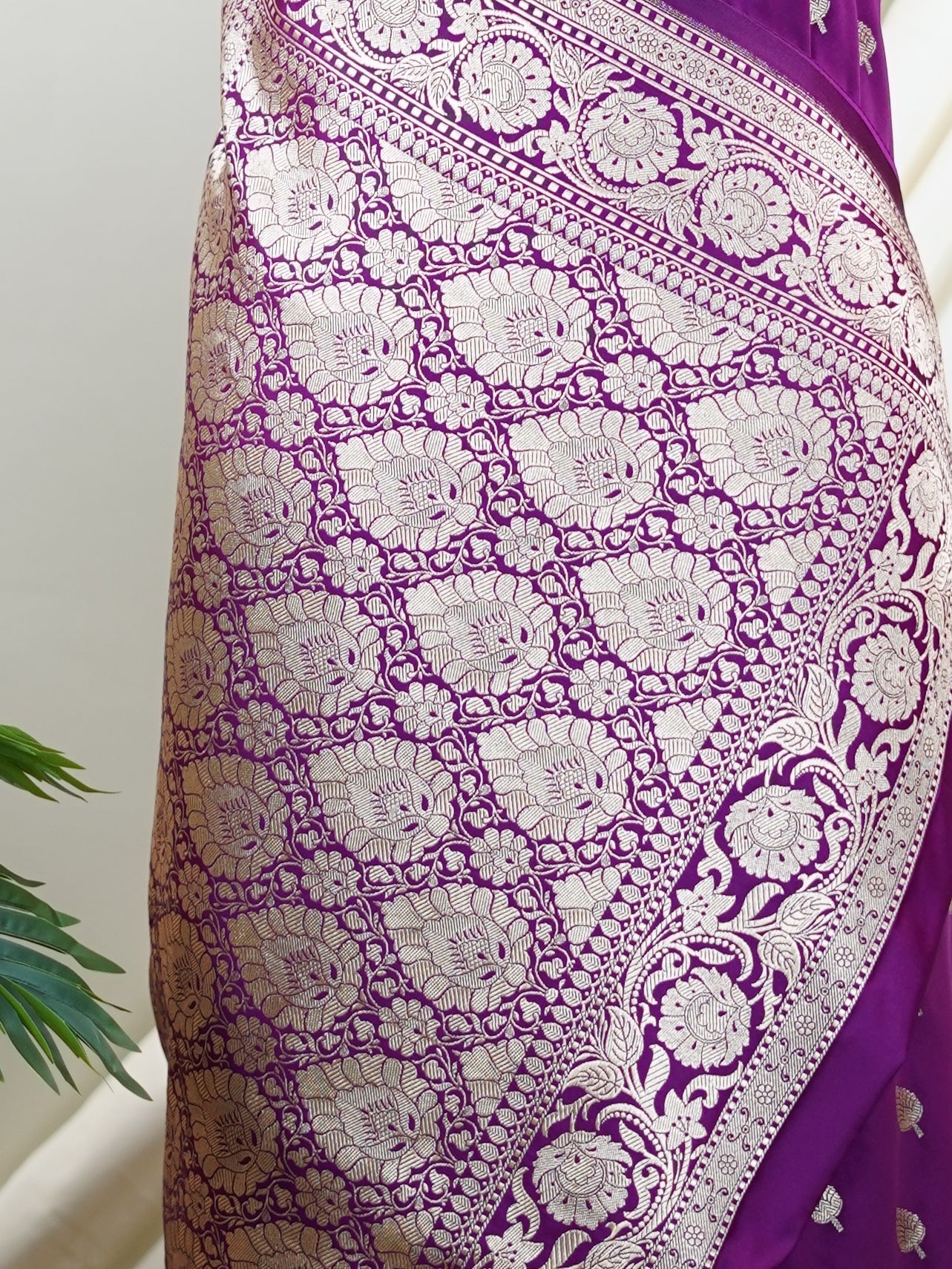 Semi Silk Violet Katan Semi Silk - Manoranjitham Weaves - Handloom Store