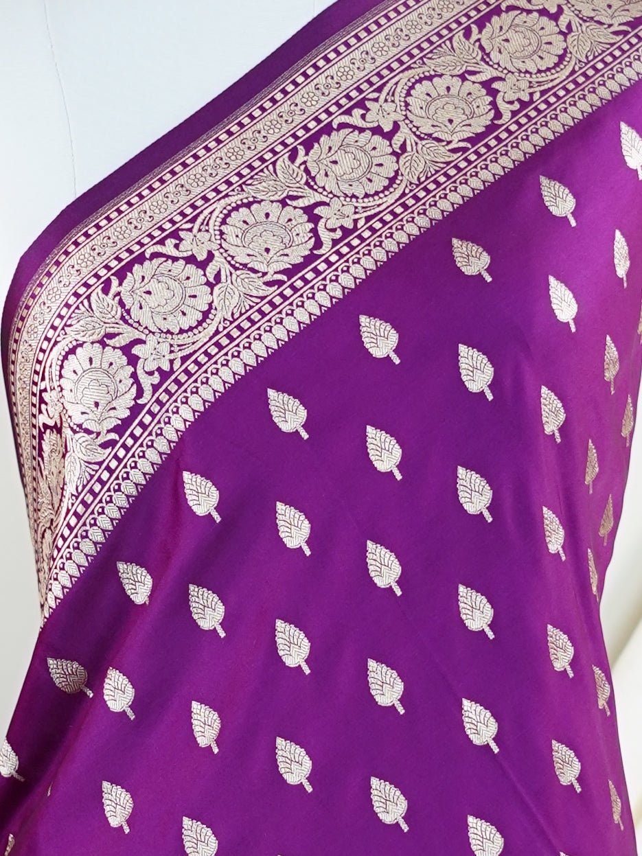 Semi Silk Violet Katan Semi Silk - Manoranjitham Weaves - Handloom Store