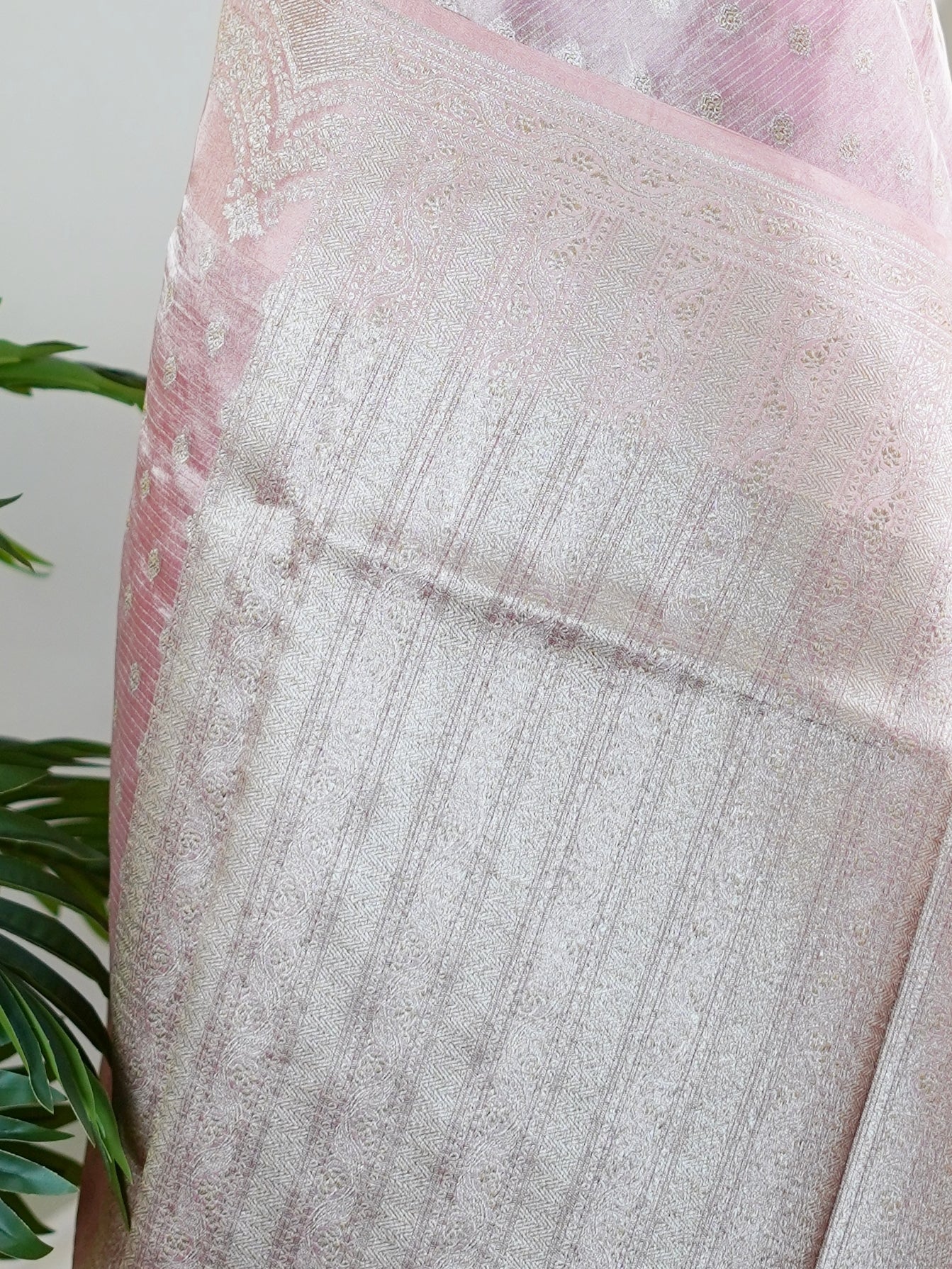 Tissue Pink 100% Pure Tissue - Manoranjitham Weaves - Handloom Store