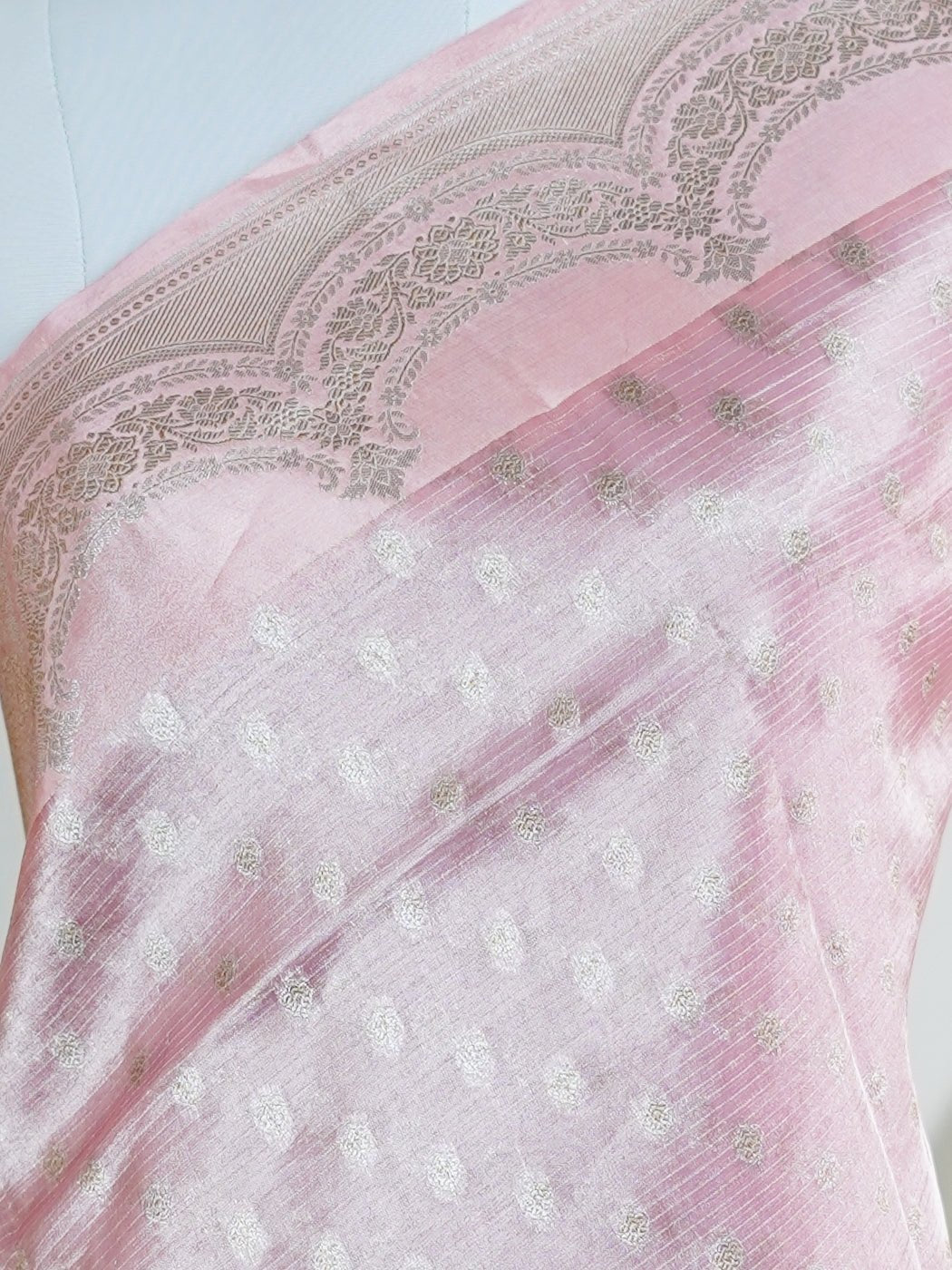 Tissue Pink 100% Pure Tissue - Manoranjitham Weaves - Handloom Store