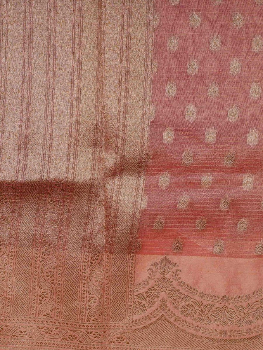 Tissue Pink 100% Pure Tissue - Manoranjitham Weaves - Handloom Store