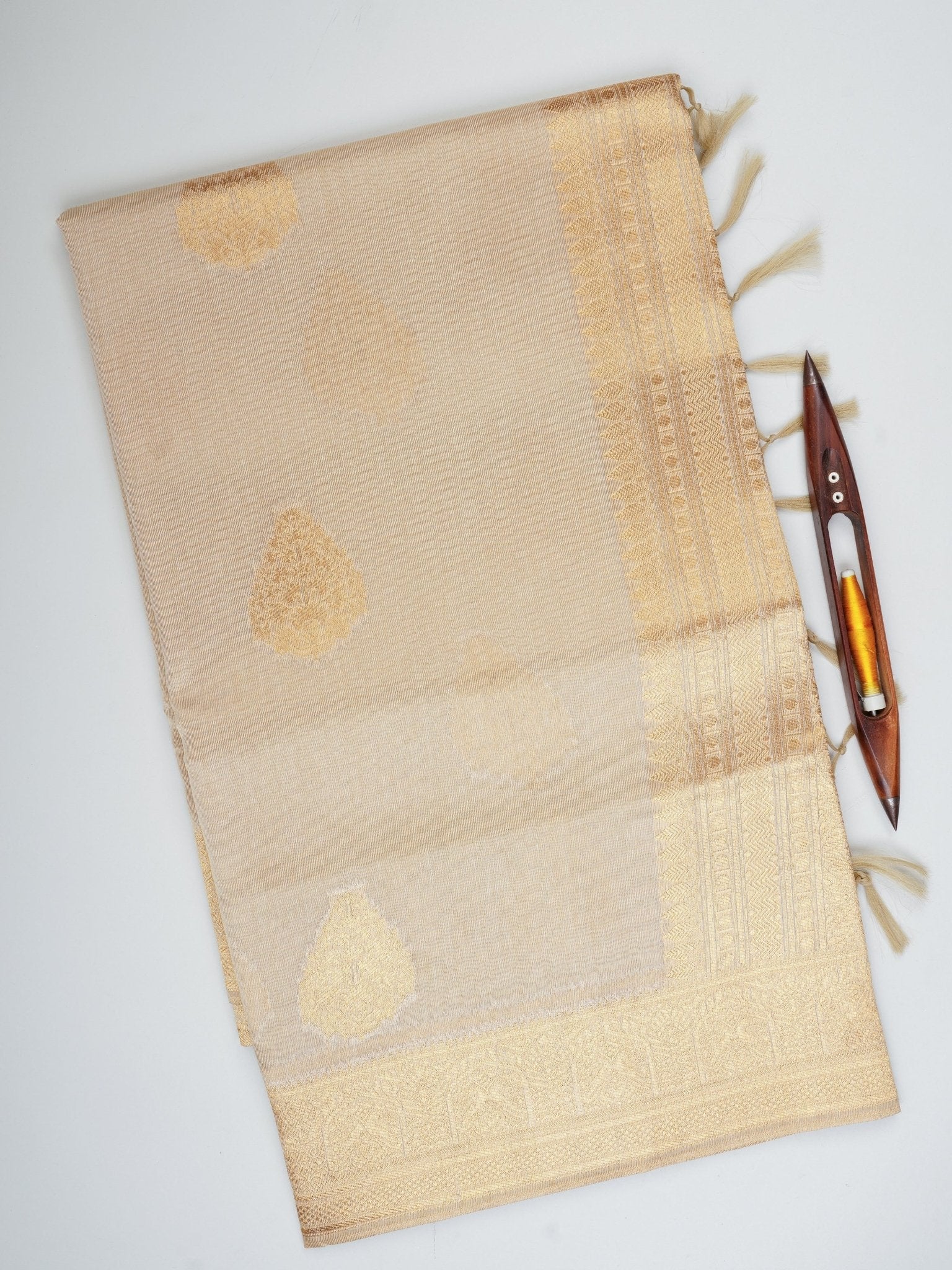 tissue Gold Kora Semi Tissue - Manoranjitham Weaves - Handloom Store