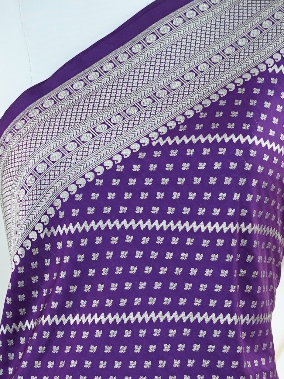 Katan Purple Katan Semi Silk - Manoranjitham Weaves - Handloom Store