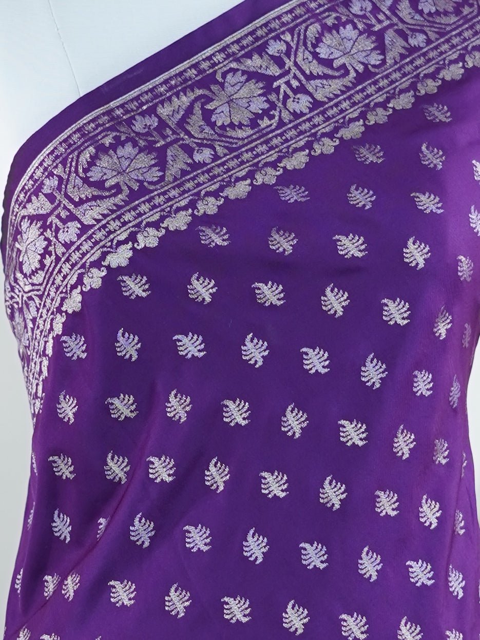 Katan Violet Katan Semi Silk - Manoranjitham Weaves - Handloom Store