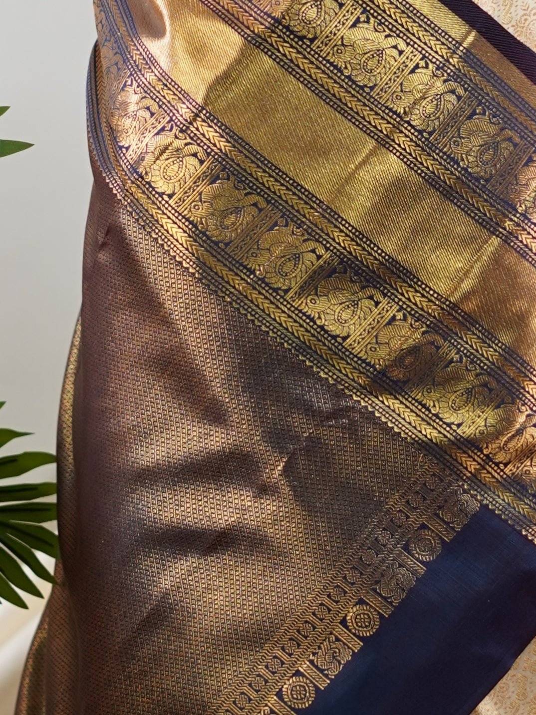 Kanchipuram Silk Light Brown 100% Pure Silk - Manoranjitham Weaves - Handloom Store