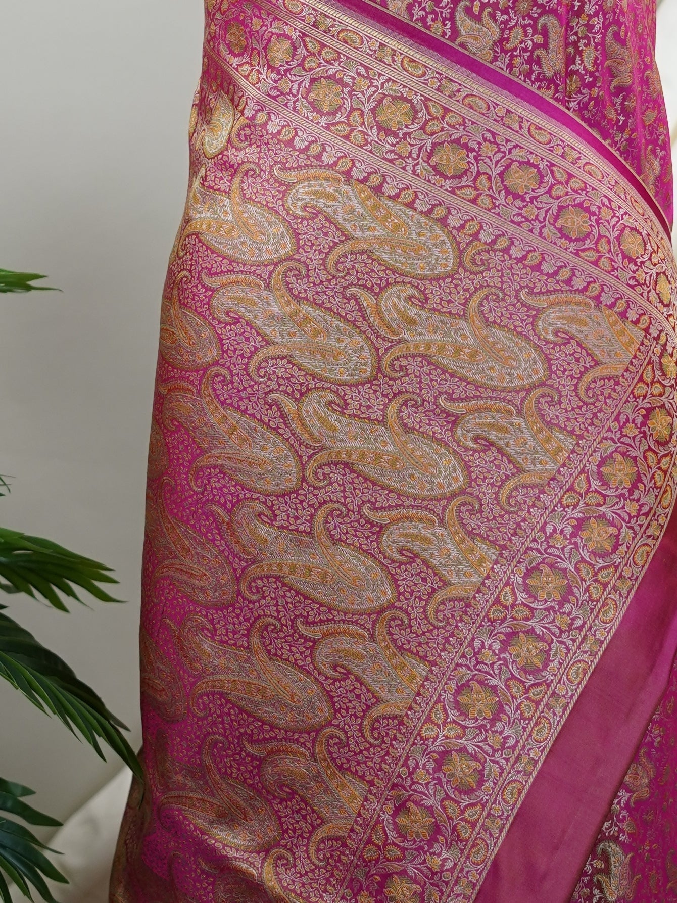 Katan Pink Semi Mushru - Manoranjitham Weaves - Handloom Store