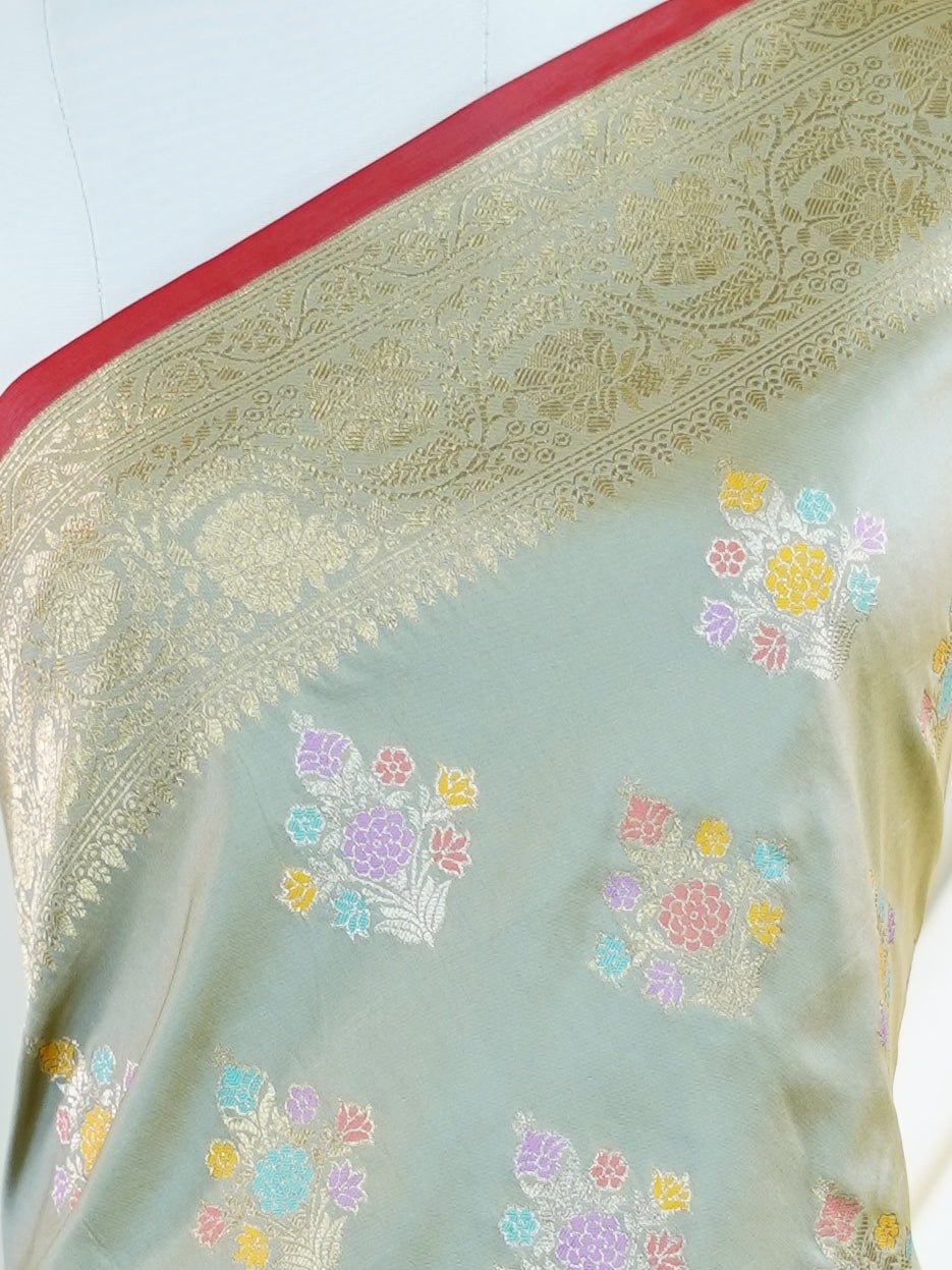 Katan Grey Katan Semi Silk - Manoranjitham Weaves - Handloom Store