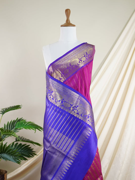 Venkatagiri Silk Purple 100% Pure Silk - Manoranjitham Weaves - Handloom Store