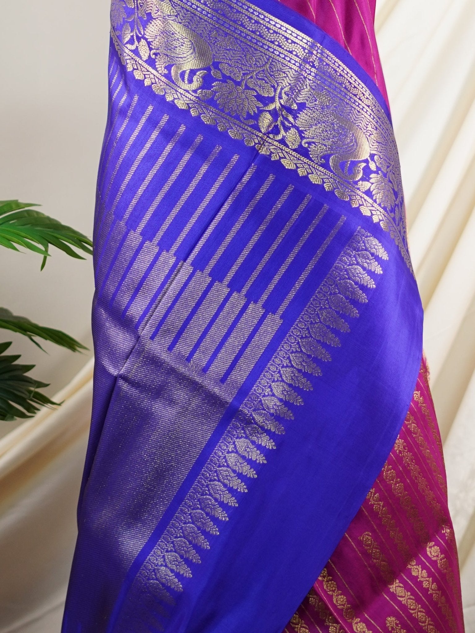 Venkatagiri Silk Purple 100% Pure Silk - Manoranjitham Weaves - Handloom Store