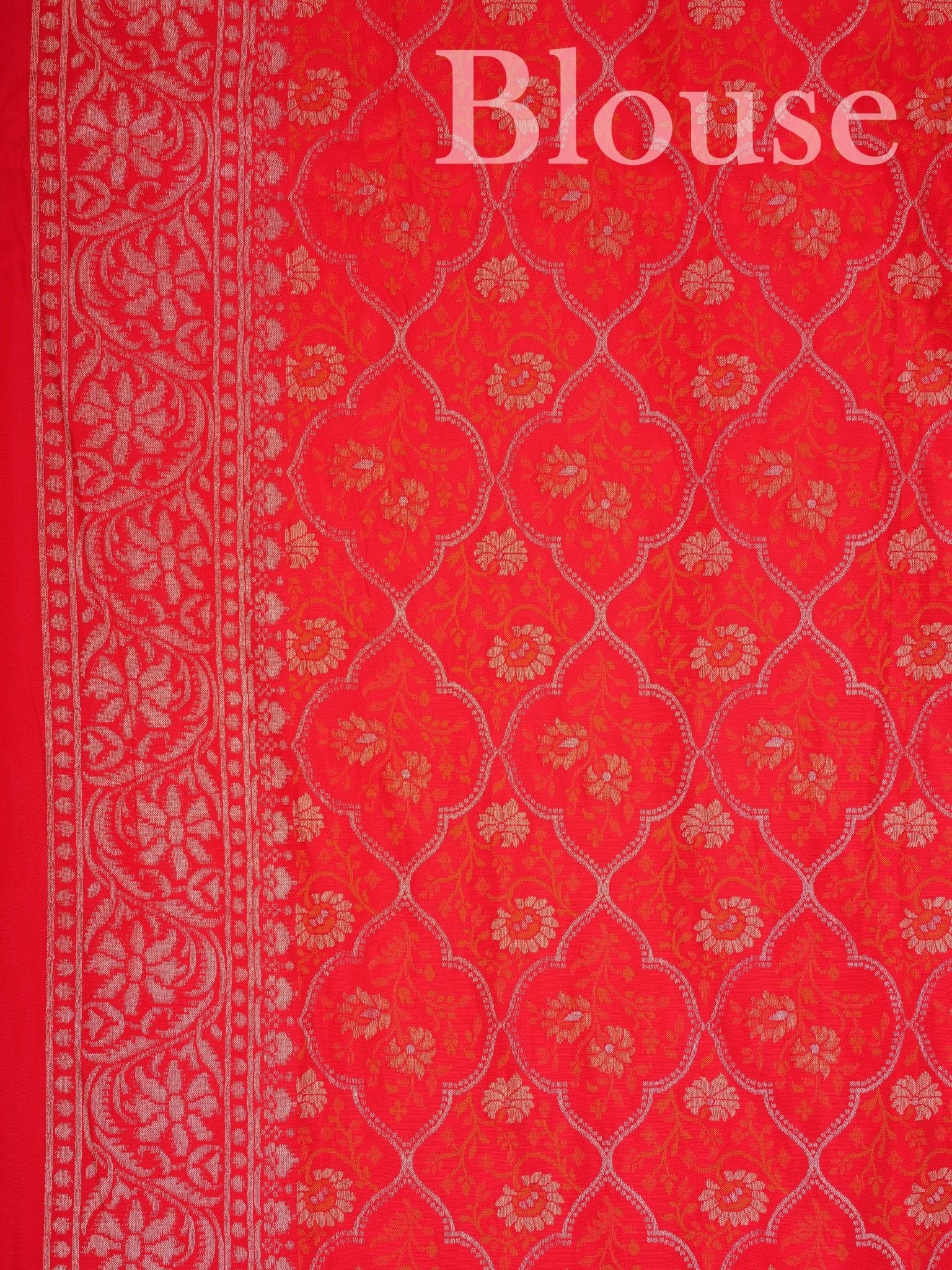 Katan Red Katan Semi Silk - Manoranjitham Weaves - Handloom Store