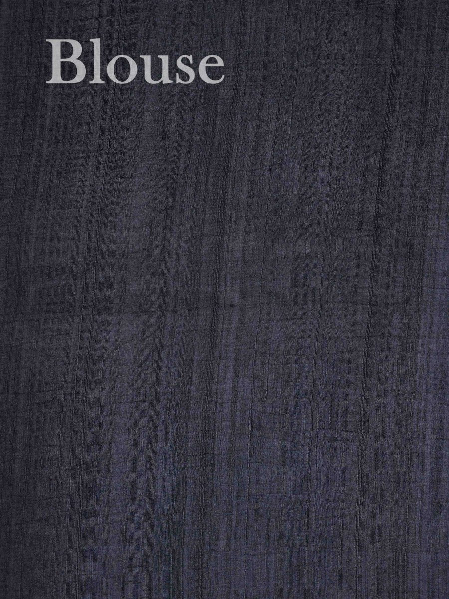 Tussars Black 100% Pure Tussar - Manoranjitham Weaves - Handloom Store