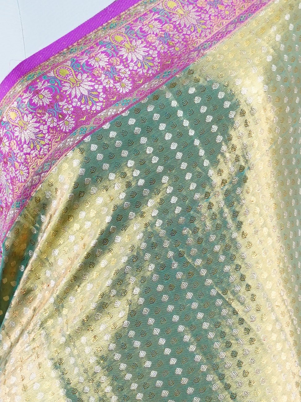 Kanchipuram Silk Mint Green 100% Pure Silk - Manoranjitham Weaves - Handloom Store