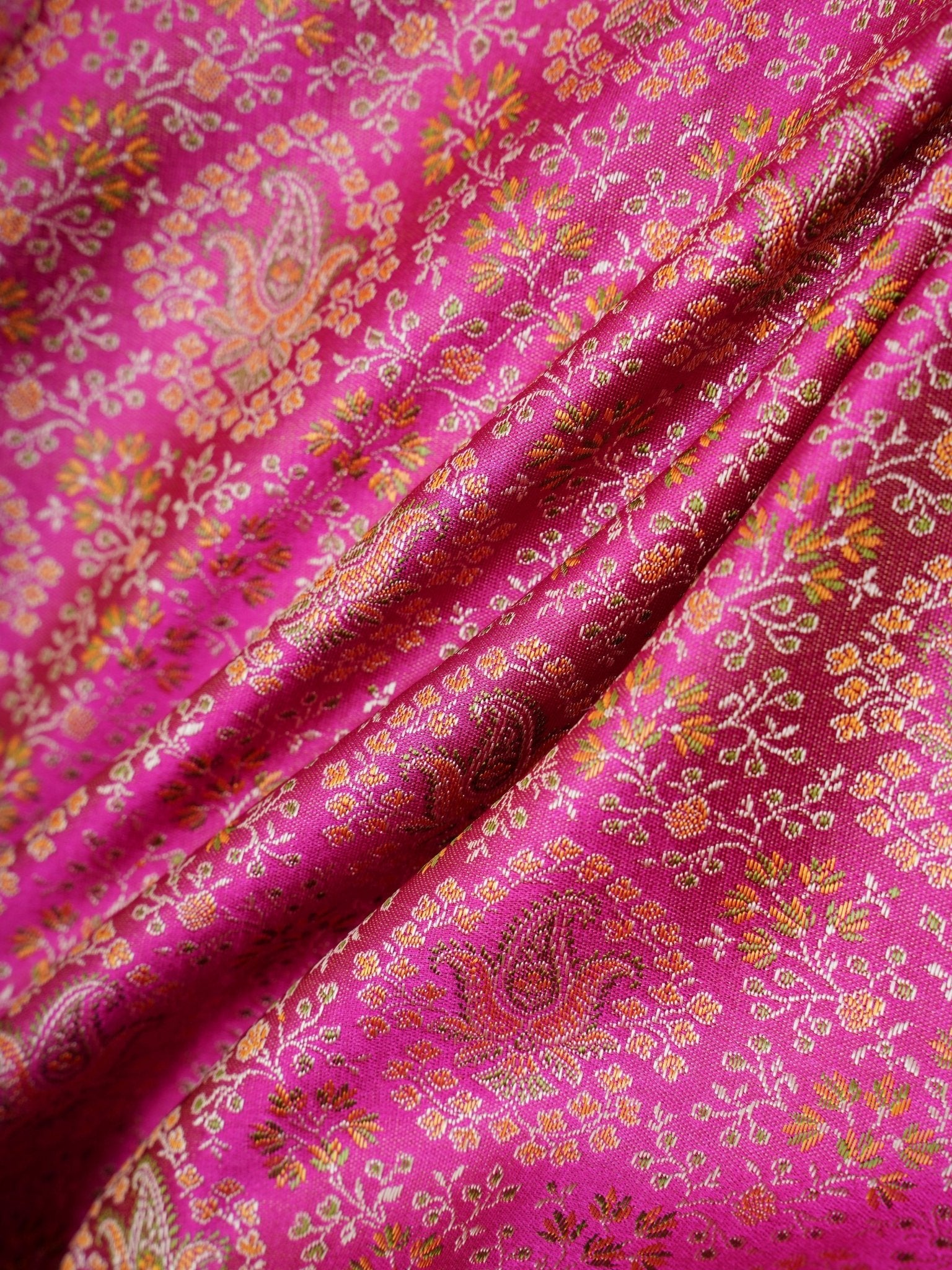 Katan Pink Semi Mushru - Manoranjitham Weaves - Handloom Store