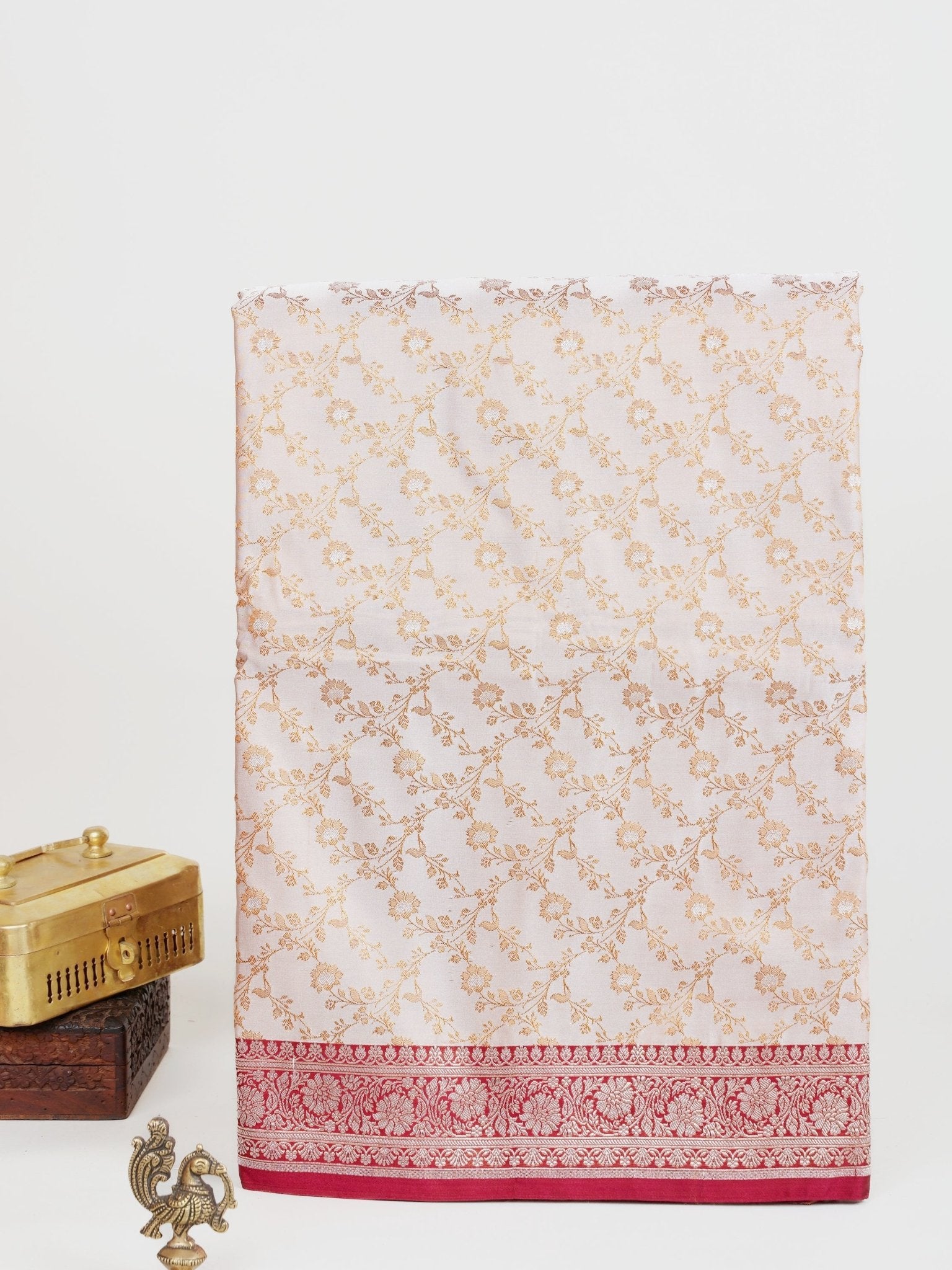 Katan Cream Katan Semi Silk - Manoranjitham Weaves - Handloom Store