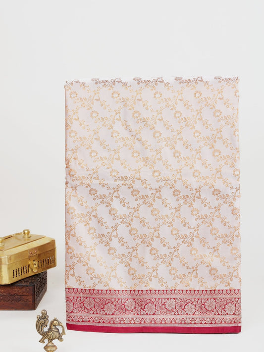 Katan Cream Katan Semi Silk - Manoranjitham Weaves - Handloom Store