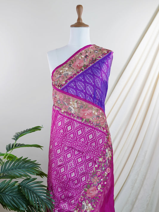 Pochampally Lavender 100% Pure Silk - Manoranjitham Weaves - Handloom Store