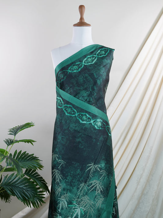 Tussars Green Semi Tussar - Manoranjitham Weaves - Handloom Store