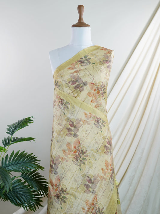 Tussars Green Semi Tussar - Manoranjitham Weaves - Handloom Store