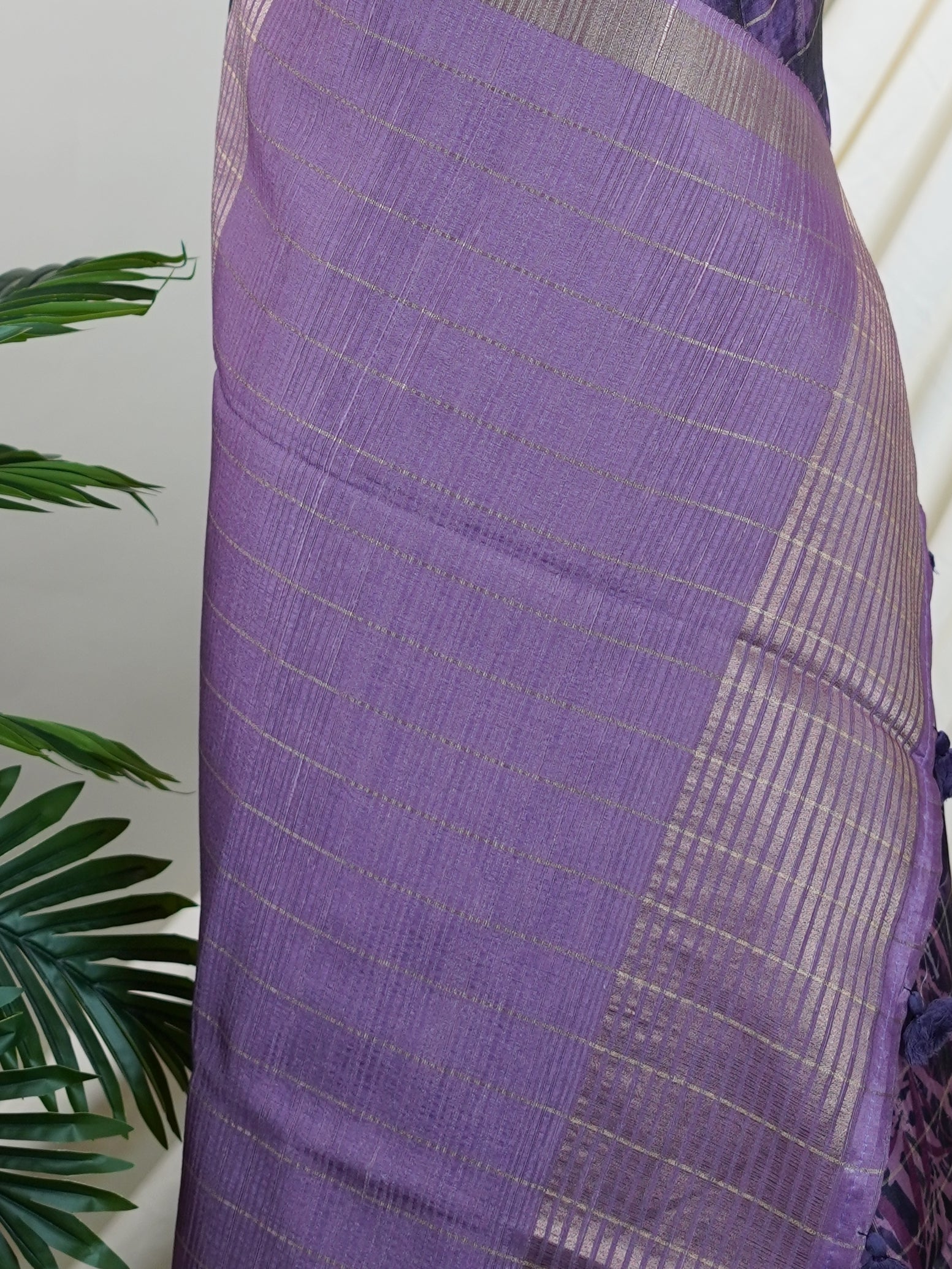 Tussars Violet Semi Tussar - Manoranjitham Weaves - Handloom Store