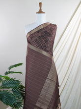 Tussars Brown Semi Tussar - Manoranjitham Weaves - Handloom Store
